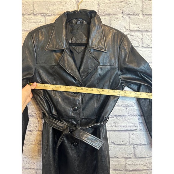 Jacqueline Ferrar Wilsons Leather Women's Black Leather Belted Coat Medium - Picture 9 of 10